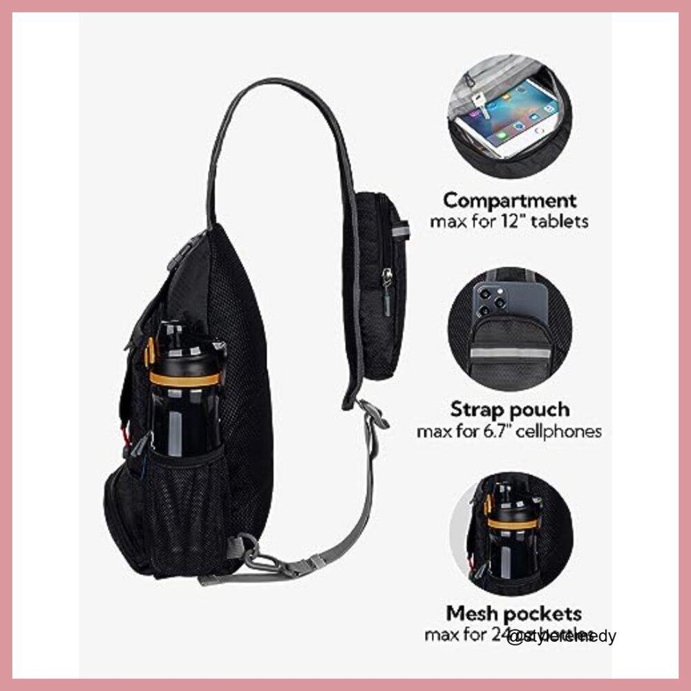 Water-Resistant Polyester Foldable Sling Backpack… - image 5
